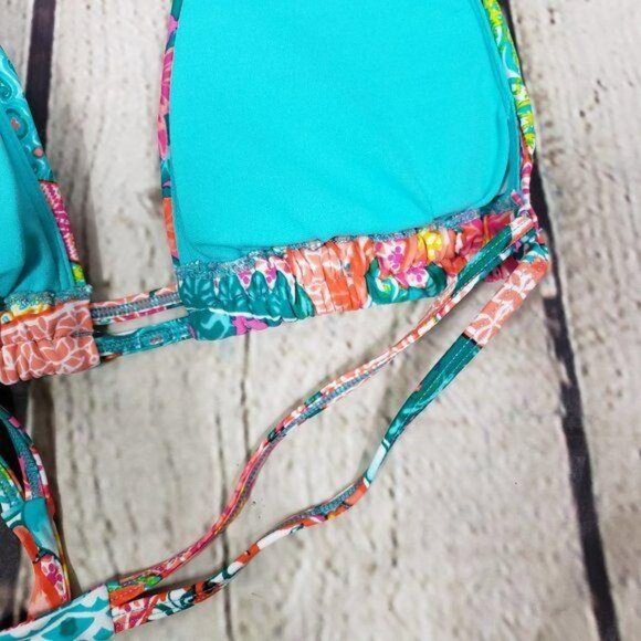 INTO THE BLEU Triangle Halter Tie Floral Bikini Top Bathing Suit Swimsuit 8 NWT - Picture 5 of 9